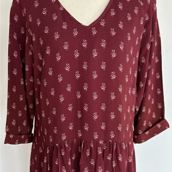 Garnet Hill Maroon Midi Dress with Cream Accents - Picture 15 of 15